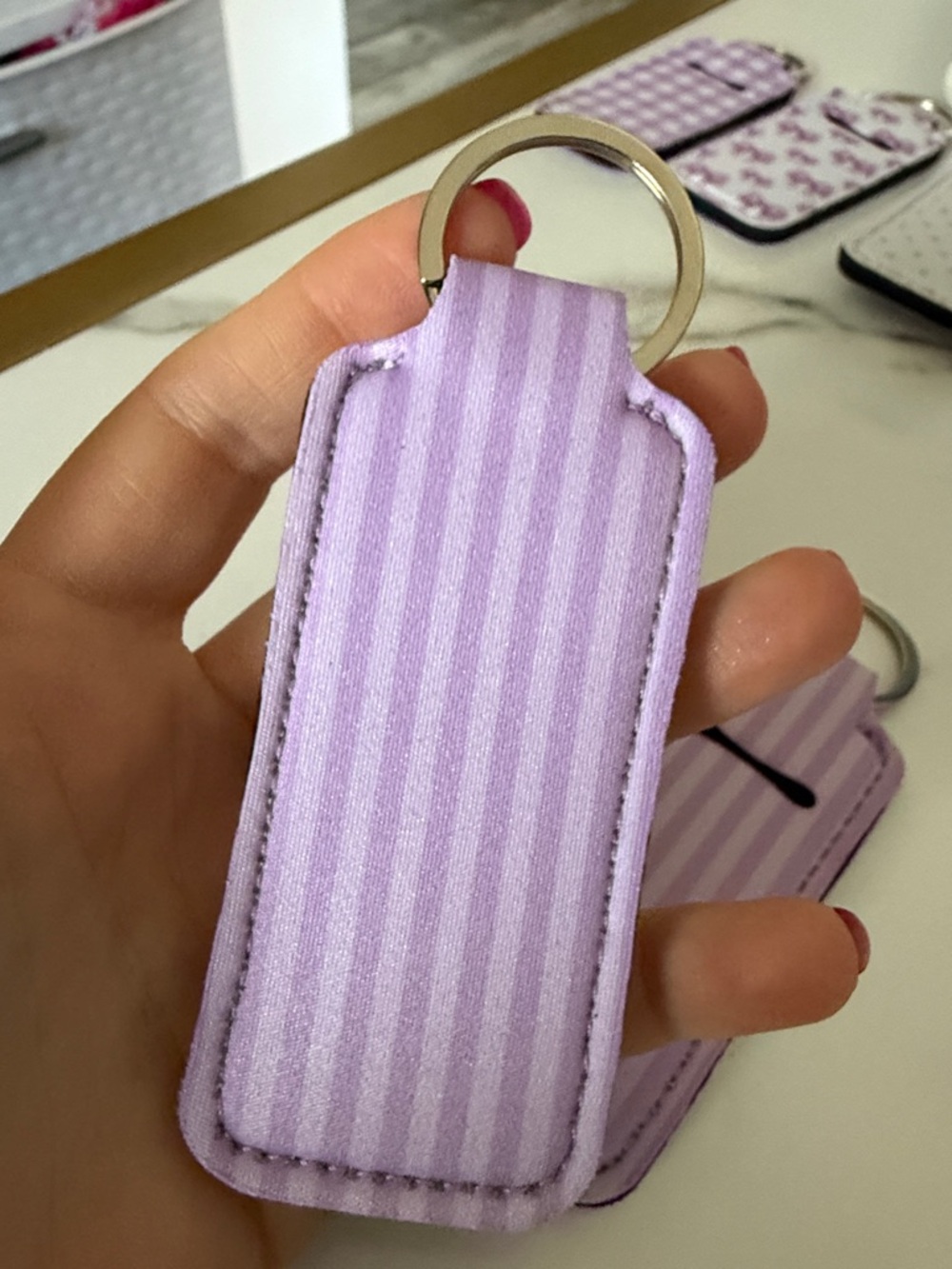 Lip Balm/Lipstick/ Key Holder Keychain Holder - Purple Patterns Bows - Pick 1 - Picture 15 of 15